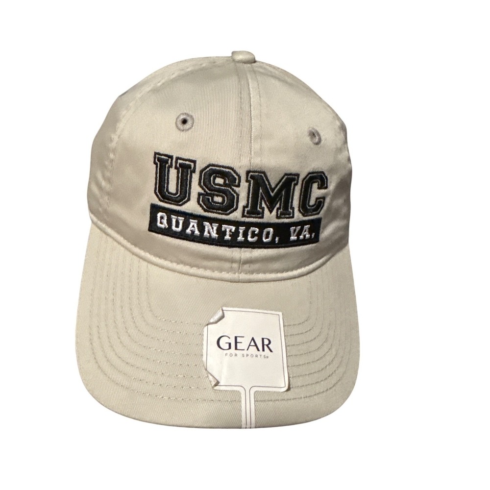 Gear For Sports USMC Quantico VA Hat Mens Tan Embroidered Baseball Cap New
